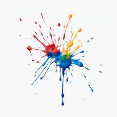 plain color splatter of paint with white background. top view