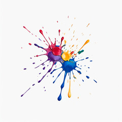 plain color splatter of paint with white background. top view