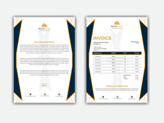 Innovative, modern, unique, tidy, and professional business letterhead and invoice template design with lots of color and concept variations for a corporate company.