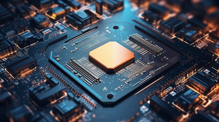 Fototapeta premium Electronic circuit board, futuristic concept