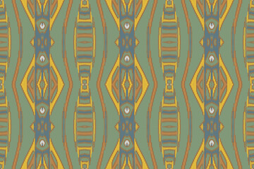 African Ikat paisley seamless pattern.geometric ethnic oriental pattern traditional on green background.Aztec style abstract vector illustration.design texture,fabric,clothing,wrapping,carpet,print