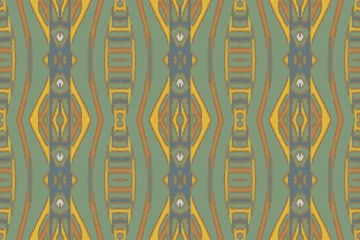 Papier Peint photo Style bohème African Ikat paisley seamless pattern.geometric ethnic oriental pattern traditional on green background.Aztec style abstract vector illustration.design texture,fabric,clothing,wrapping,carpet,print