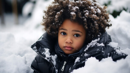 boy playing in the snow