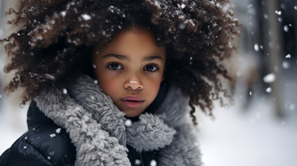 portrait of a boy outdoors in winter