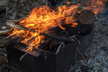 Closeup view of a flames of a fire