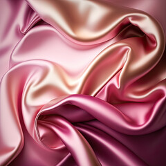 Obraz premium Soft pink abstract shiny plastic silk or satin wavy background. 