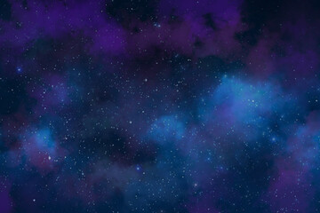 Starry sky background with clouds. Use in projects of imagination, creativity and design. - obrazy, fototapety, plakaty