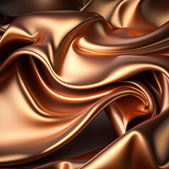 Copper color abstract shiny plastic silk or satin wavy background. 
