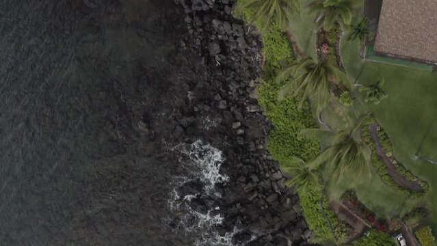 Maui Hawaii beach drone lava rocks from above