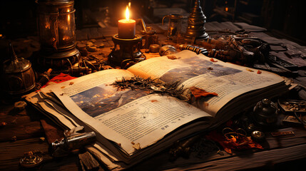 Magical wizard book - obrazy, fototapety, plakaty