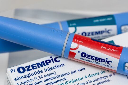 Ozempic semaglutide injection pens and box. Ozempic is a medication for obesity