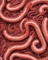 Fotobehang Close-up of intestinal worms and parasites in the human digestive tract, abstract image © Mikalai