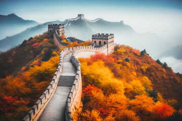 Beautifull landscape of Great Wall , China - 679374033