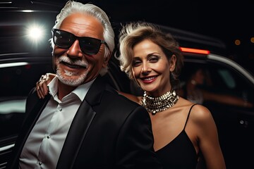 beautiful rich and old couple in suit - obrazy, fototapety, plakaty
