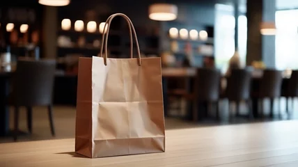 Foto op Aluminium brown paper bag in the restaurant for food order, generative ai © Lathd