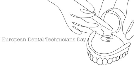 Dental Technician. Insert jaw. One line © Anna