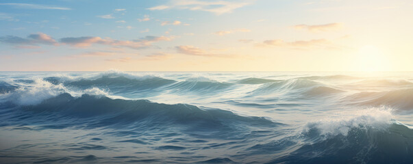 Blue ocean panorama with sun reflection, The vast open sea with clear sky, - Powered by Adobe