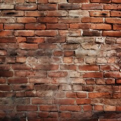 Obraz premium Old red brick wall background, wide panorama of masonry. - Generative AI