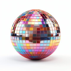 Obraz premium 3D-Rendered Disco Ball, Radiating Colors, White Background