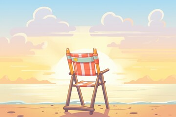 lifeguards chair overlooking the sea at sunset