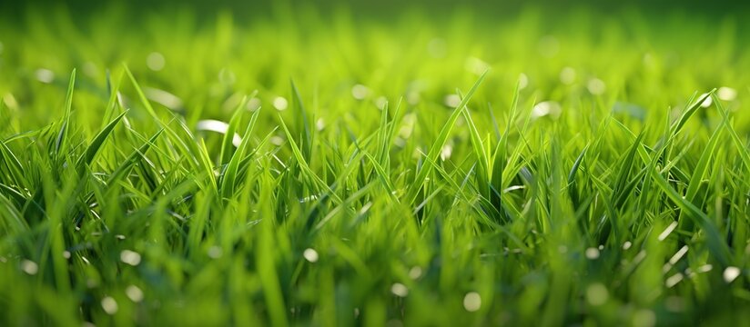 Natural green grass with blur background. AI generated image