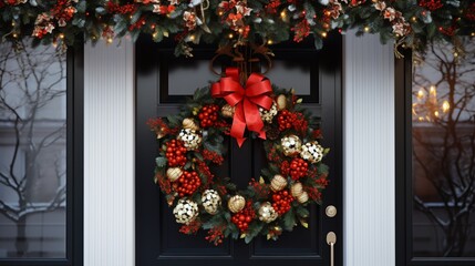 Fototapeta na wymiar christmas wreath on the window