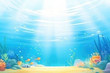 Fototapeta na wymiar underwater shot of sun rays penetrating ocean surface
