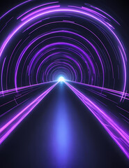Abstract hyperspace background. A dark purple cosmic tunnel in the speed of light. 