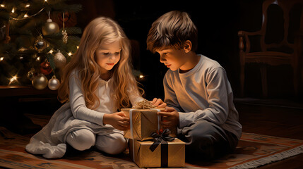 Children celebrating christmas