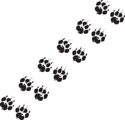 Vector ESP 10 trail of black and white claw prints on snow, depicting the sequential imprints of a predatory animal's powerful and sharp claws. The series of footprints - obrazy, fototapety, plakaty