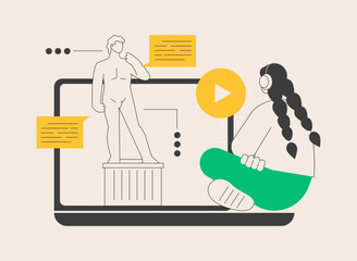 Online museum tours abstract concept vector illustration.