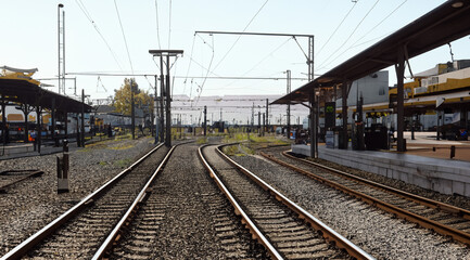 Fototapeta na wymiar railway station in the morning