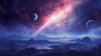 Naklejka na ściany i meble Beautiful cosmic Outer Space background Wallpaper Illustration 