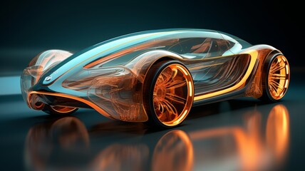 futuristic car in the style of translucent overlapping