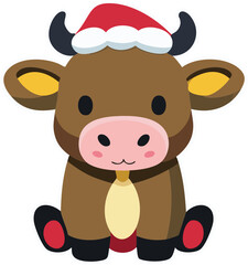 Cute Christmas Santa Highland Cow