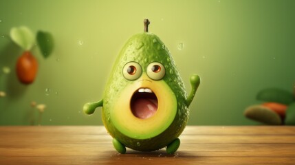 Cute funny crying sad avocado fruit character