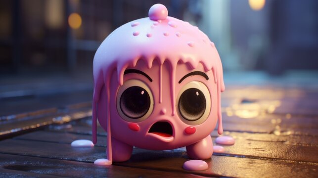 Cute funny crying sad suger character.