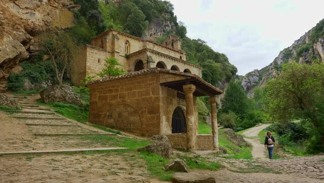Small church at the side of the road, Tobera, Burgos, Castilla y Leon, Spain.