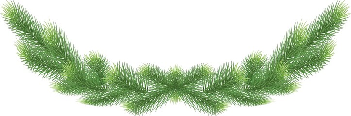 Spruce garland, wreath.Pine tree branch realistic.Christmas garland, xmas border, decor. holiday .transparent, png