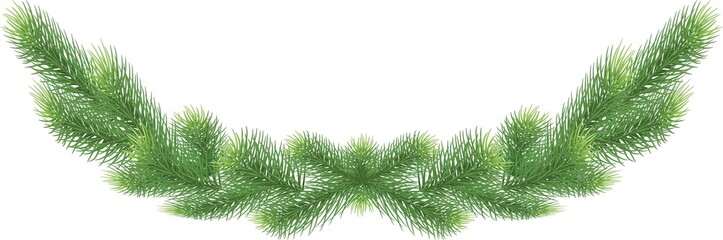 Spruce garland, wreath.Pine tree branch realistic.Christmas garland, xmas border, decor. holiday .transparent, png