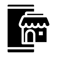 Mobile App e-commerce glyph icon