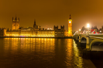 Parliament and Big Ben at night, London, England