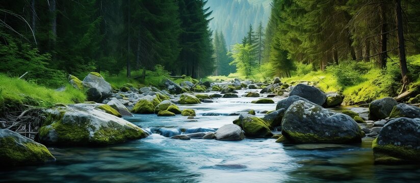 Beautiful Tropical nature rainforest river landscape. AI generated image