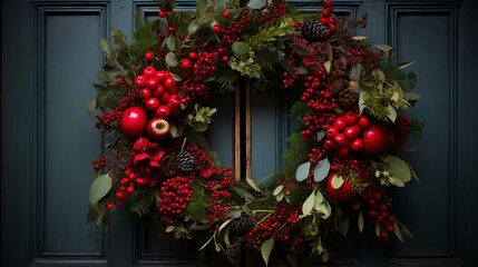 Fototapeta na wymiar A guide for creating your own DIY Christmas wreath.