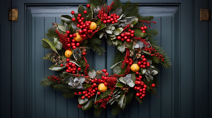 Fototapeta na wymiar A guide for creating your own DIY Christmas wreath.