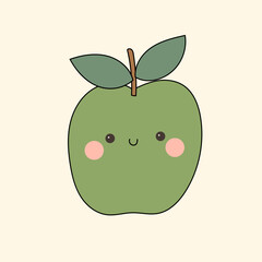 Fruit Cute Kawaii Character Retro Funny Silhouette Minimalist Doodle Symbol Element Icon Pattern Background