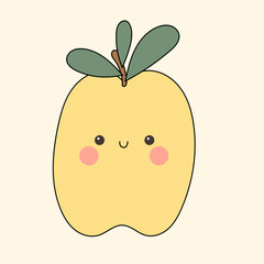 Fruit Cute Kawaii Character Retro Funny Silhouette Minimalist Doodle Symbol Element Icon Pattern Background