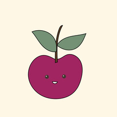 Fruit Cute Kawaii Character Retro Funny Silhouette Minimalist Doodle Symbol Element Icon Pattern Background