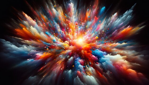 Horizontal image of an intense multitude of color explosion, vibrant display.
