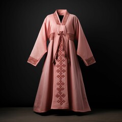 an image of a pink dress with a black background,